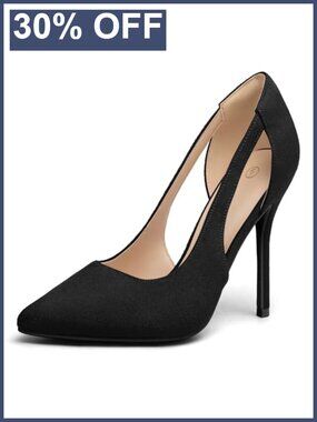 4IN Cutout Pointed Toe Stiletto Pumps Suede Formal Heels